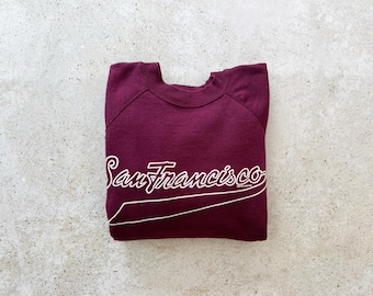 Vintage Sweatshirt | SAN FRANCISCO California Raglan Pullover Top Shirt Sweater Beach Coastal Maroon Red 80’s | Size S/M