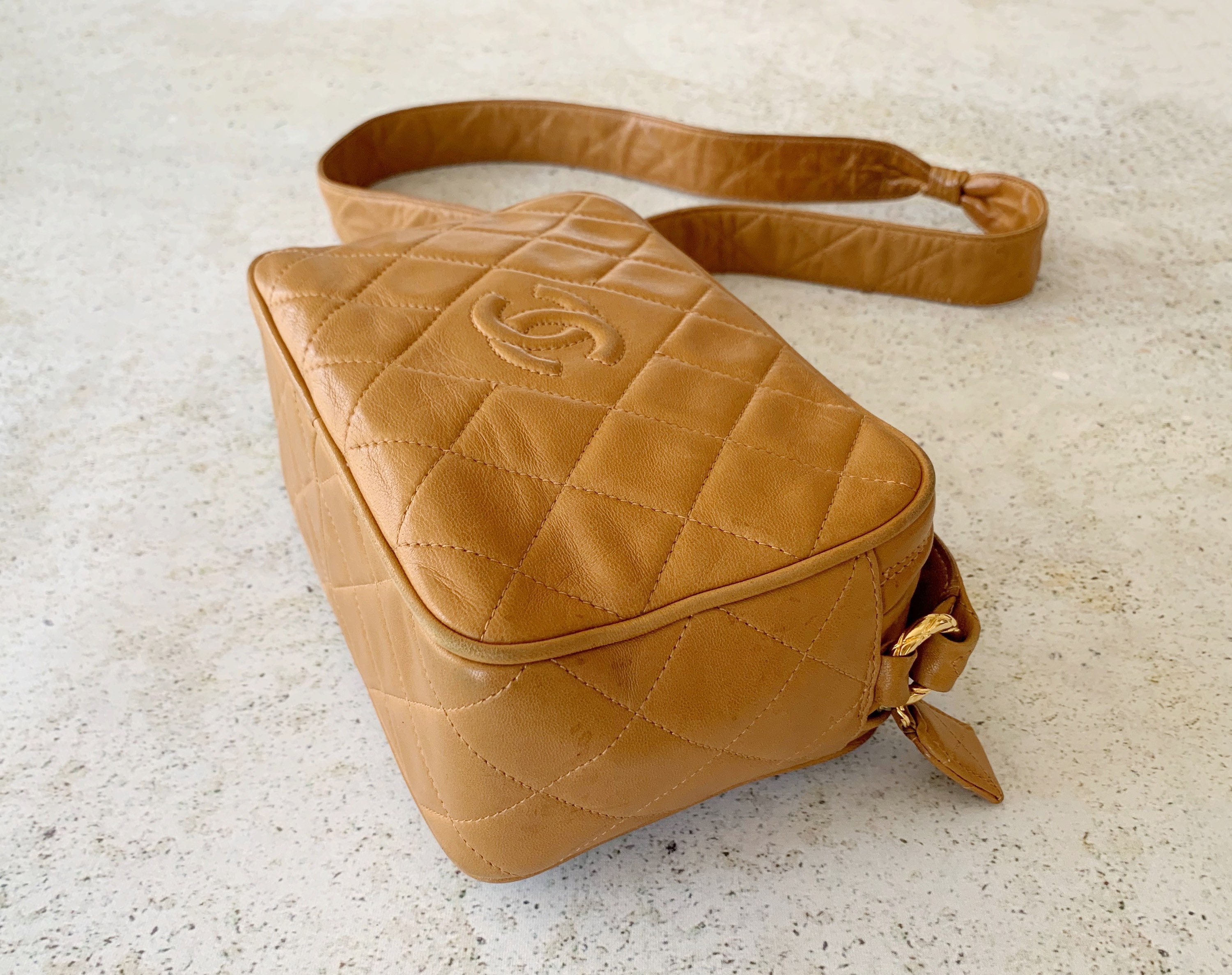 Vintage Bag CHANEL Quilted Camera Matelasse Shoulder Bag 80's