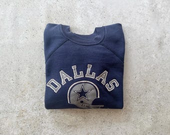 Vintage Sweatshirt | DALLAS COWBOYS Football Sports Raglan Pullover Top Shirt Sweater 80’s Blue | Size S/M