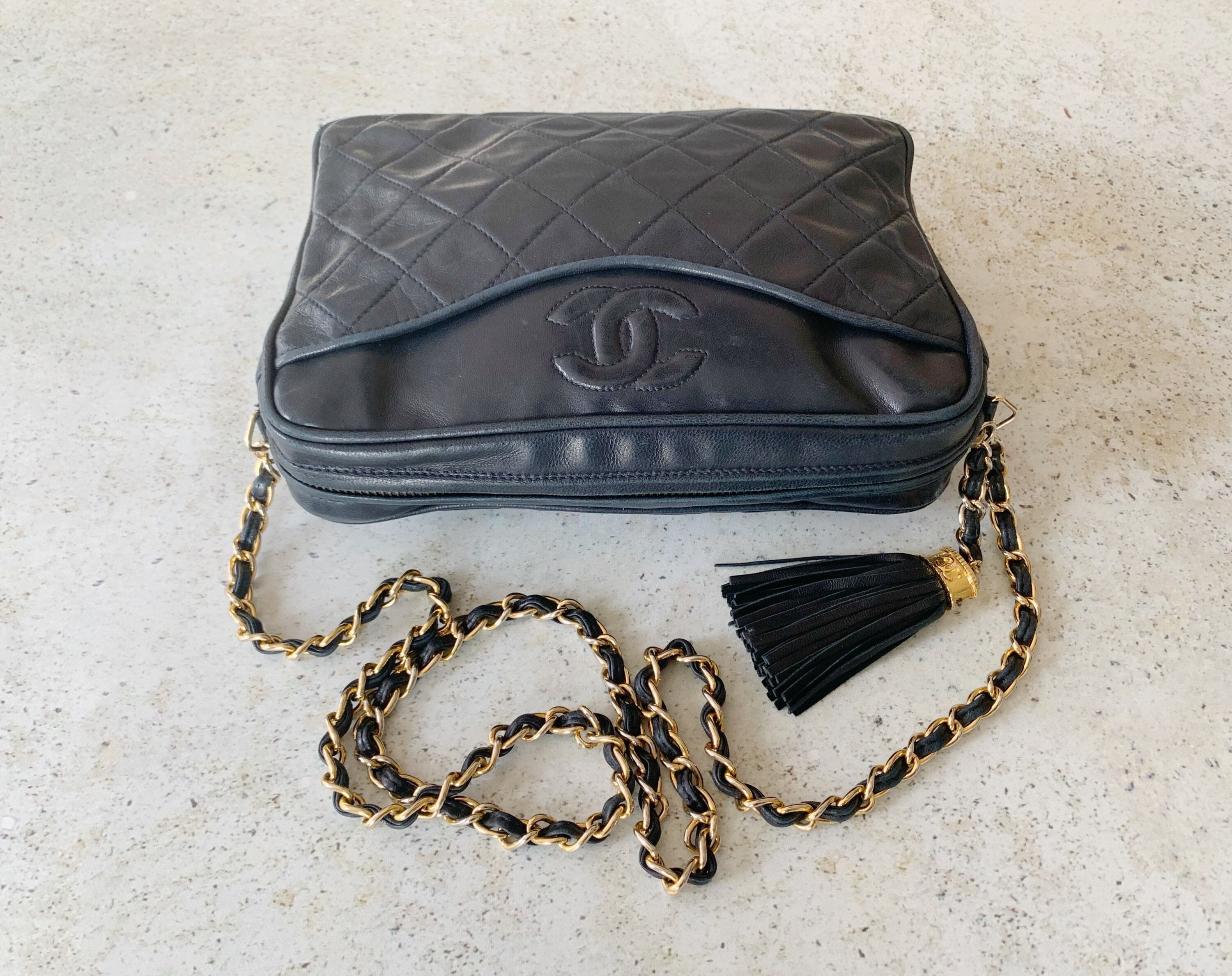 Vintage Bag CHANEL Quilted Camera Matelasse Leather Shoulder Bag