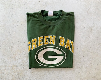 Vintage T-Shirt | GREEN BAY PACKERS Football Sports Raglan Pullover Top Shirt Graphic Tee Green | Size M/L