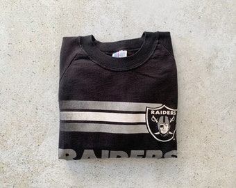 Vintage Sweatshirt | RAIDERS Football Raglan Pullover Top Shirt Sweater Black Gray | Size XS/S