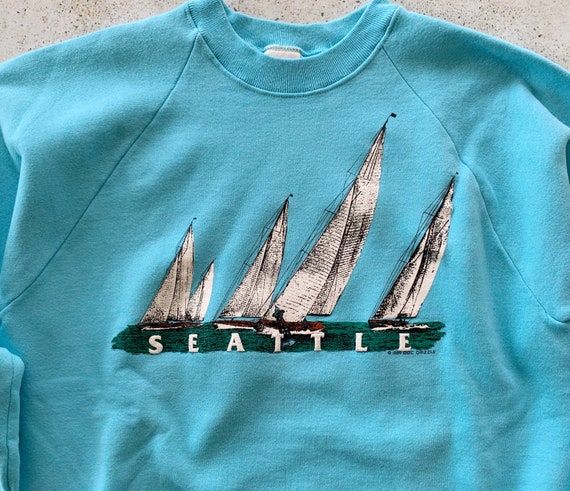 Vintage Sweatshirt | SEATTLE Raglan Pullover Top … - image 3