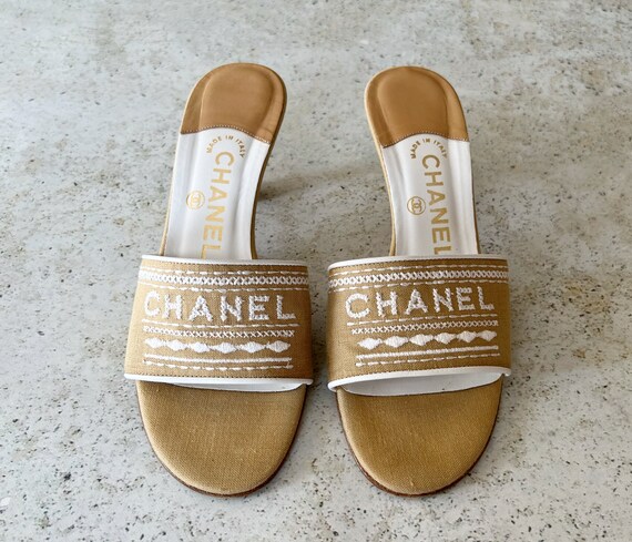 Vintage Shoes | CHANEL Logo Slides Sandals Mules … - image 3