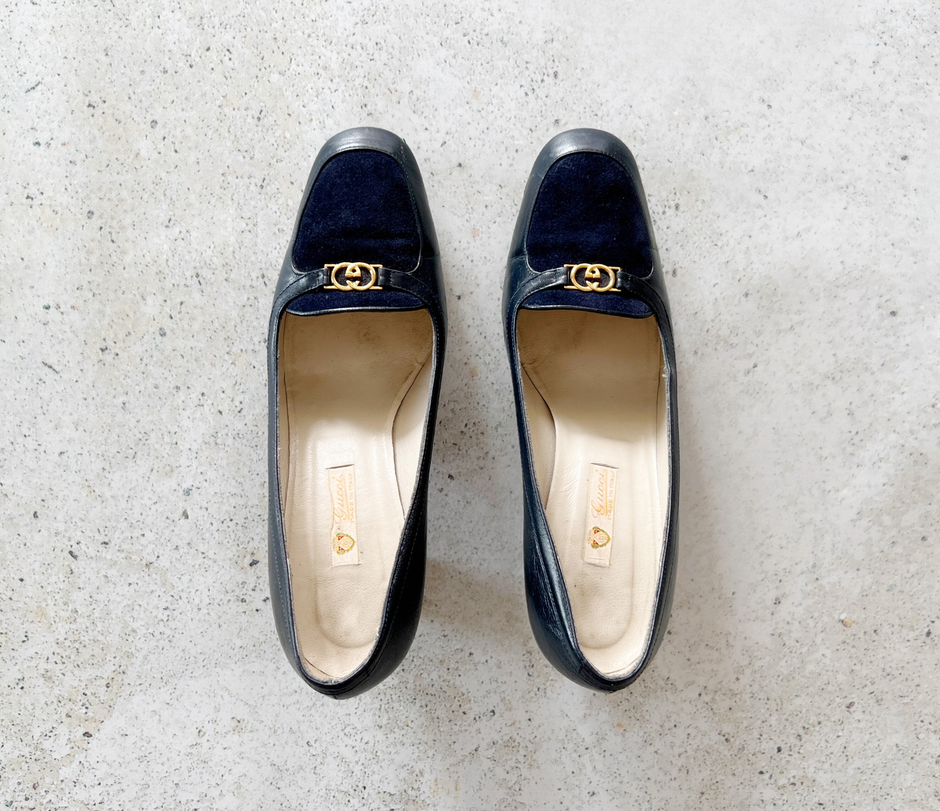 Vintage Shoes | GUCCI Monogram Logo Leather Loafers Heels