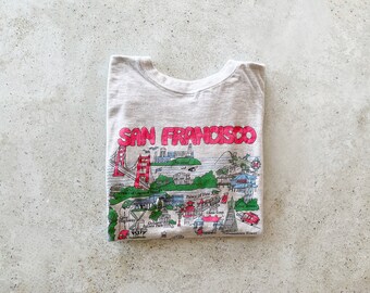 Vintage T-Shirt | SAN FRANCISCO California City Map Tourist Street Style Coastal Surf Beach Shirt | Size M