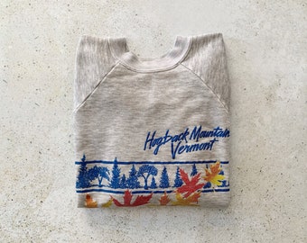 Vintage Sweatshirt | VERMONT Hogback Mountain 80’s Raglan Pullover Top Shirt Sweater Nature Mountains Gray | Size M