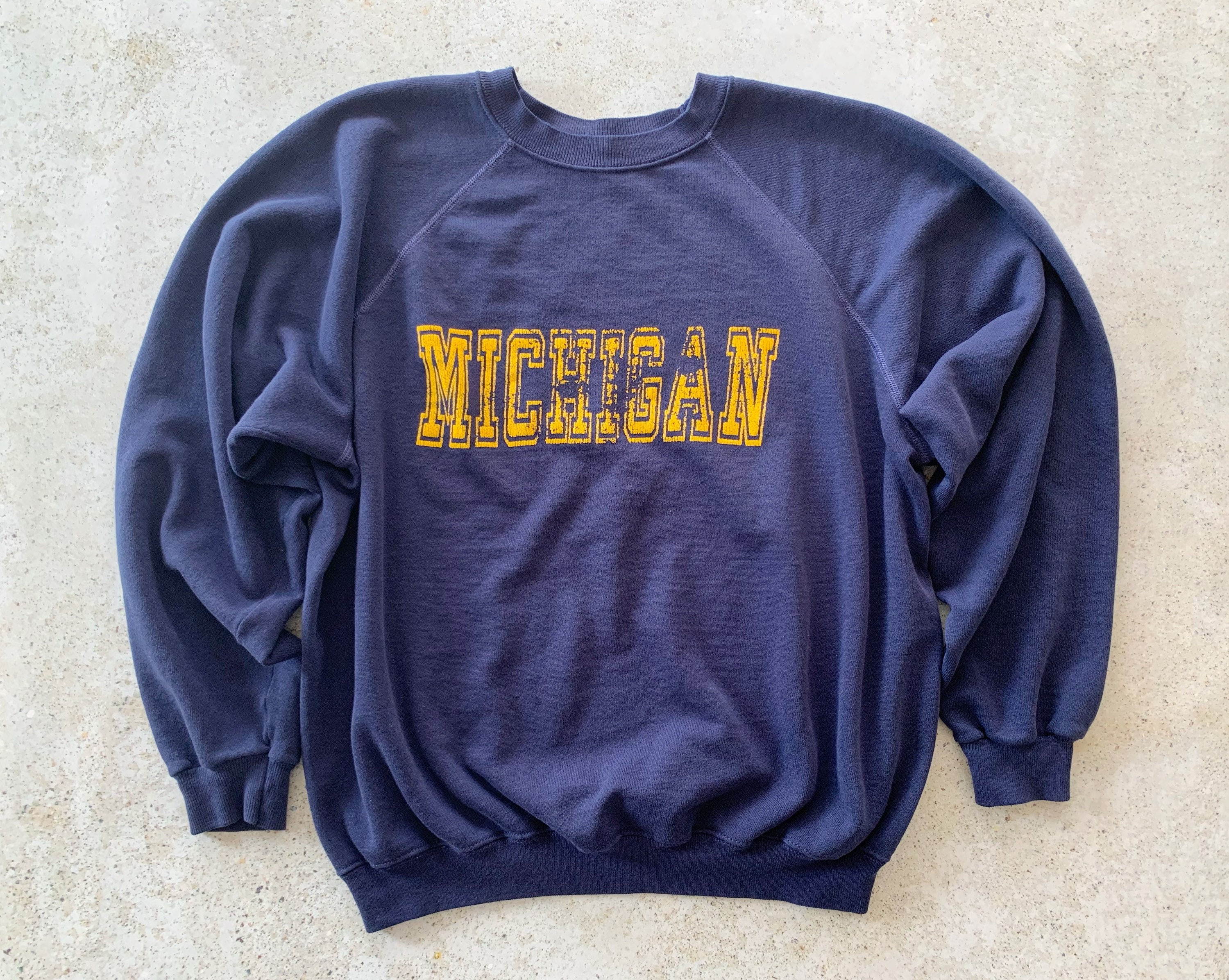 Vintage Sweatshirt MICHIGAN Raglan Pullover Top Shirt Sweater