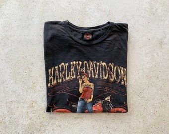 Vintage T-Shirt | HARLEY DAVIDSON Motorcycle Biker Streetwear Tee Top Shirt Pullover Black 90's | Size L/XL