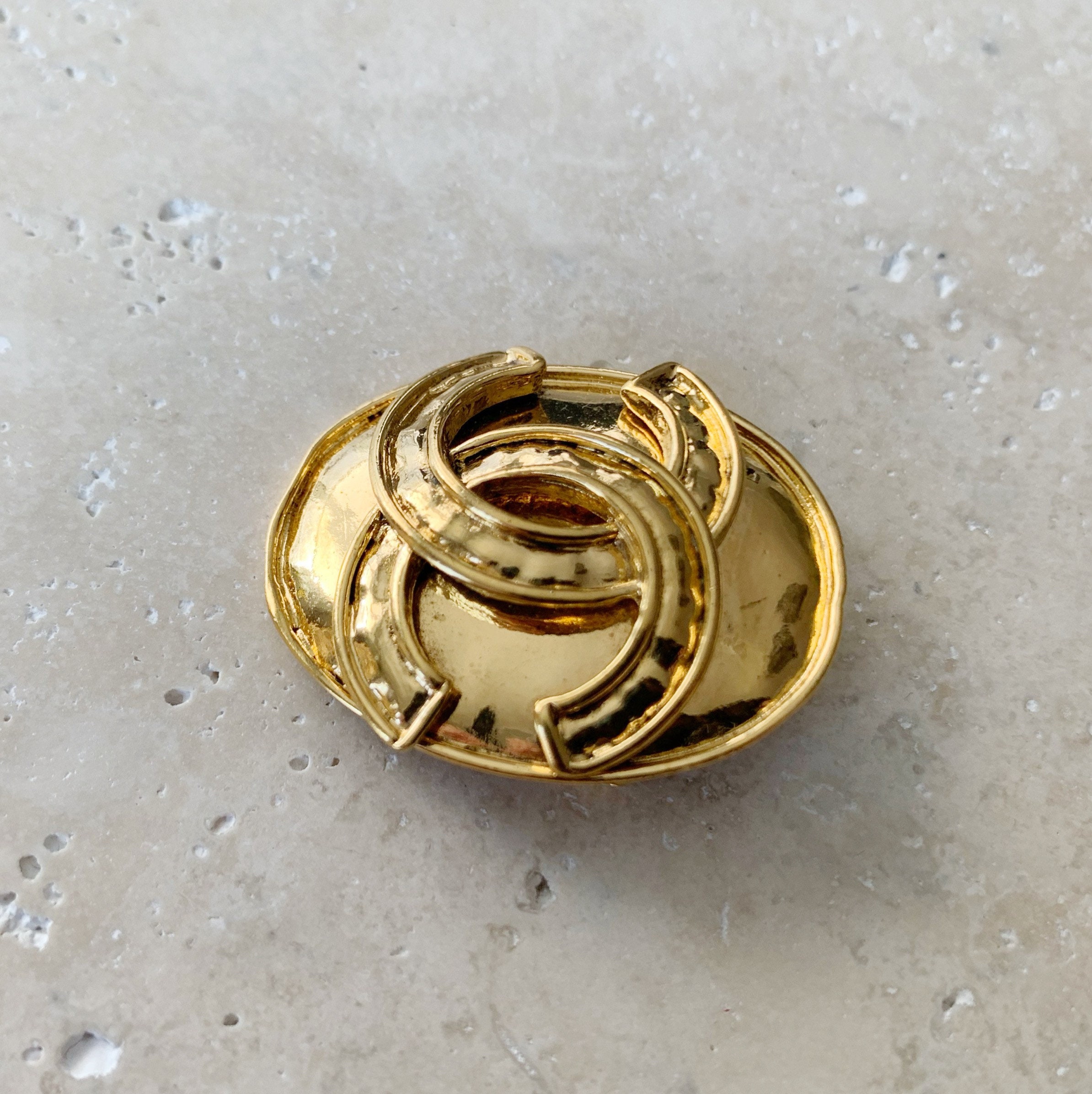 Vintage Brooch CHANEL CC Logo Monogram Classic Brooch Pin 