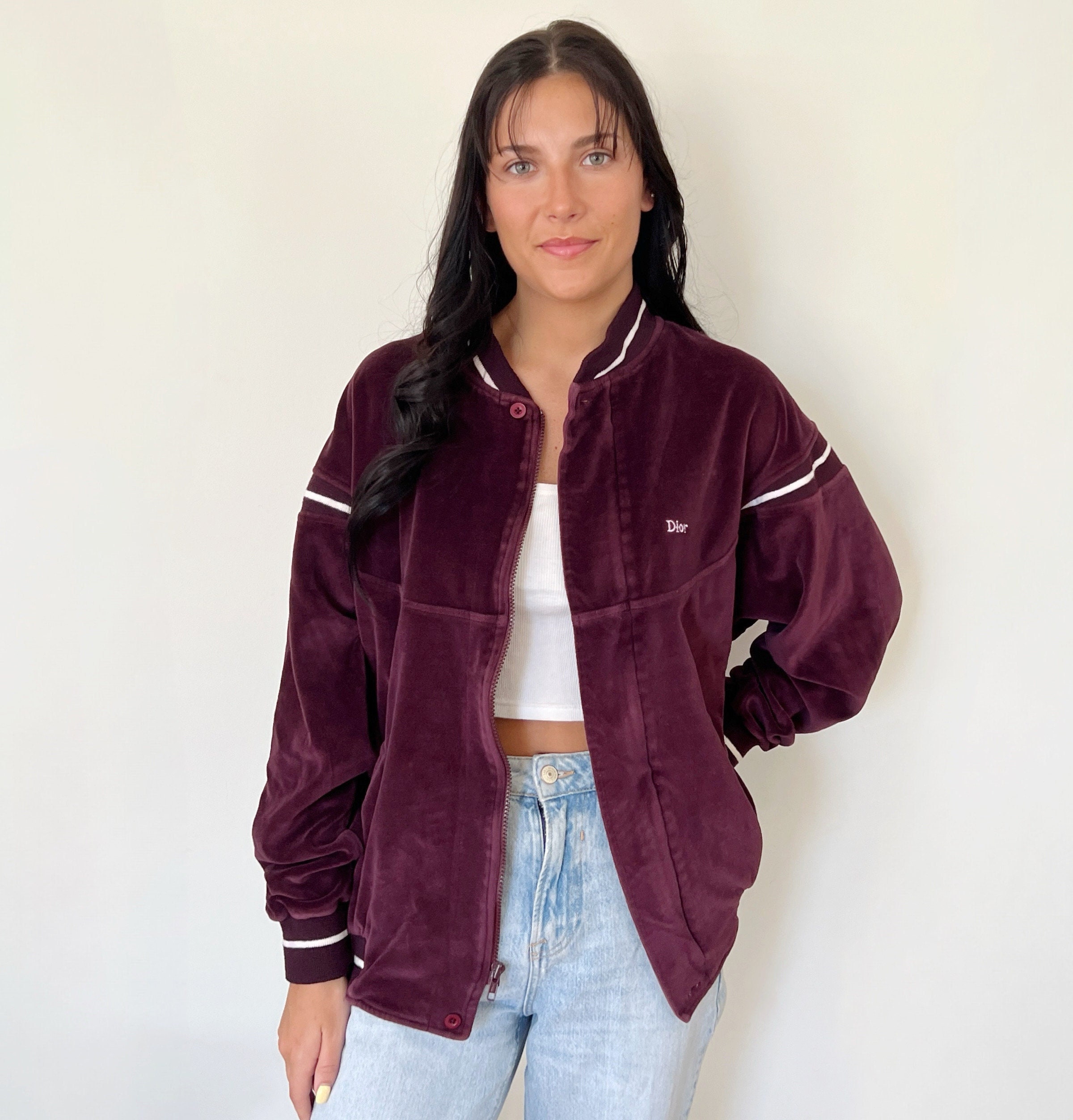Vintage Jacket | DIOR Bomber Sweatshirt Zip up Top Logo