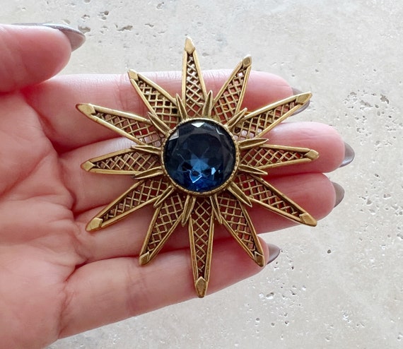 Vintage Brooch | SUNBURST Flower Brooch Pin Jewel… - image 5