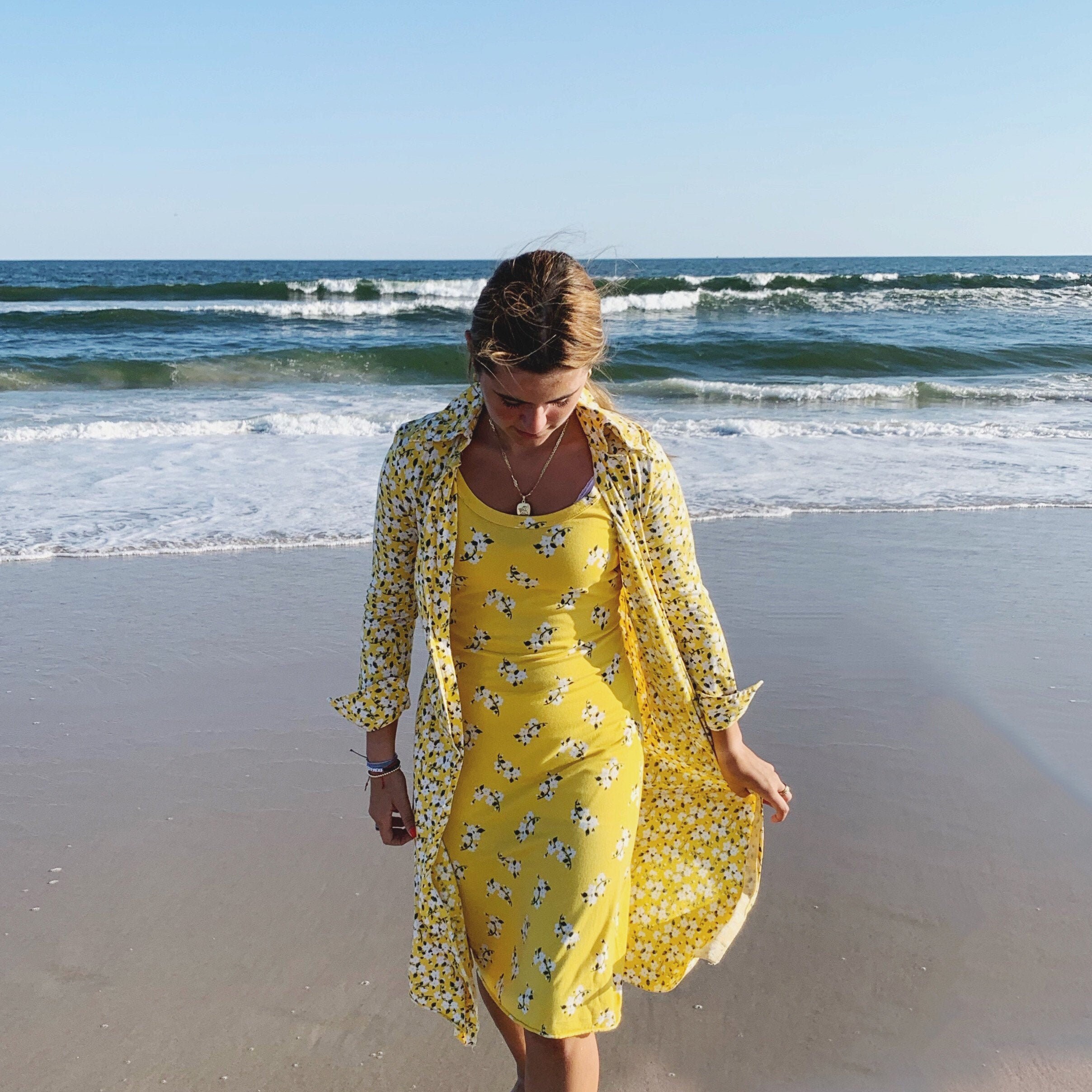 BrooklynThread Vintage Dress Set | Dvf Diane Von Furstenberg Dress Set Floral Boho Bohemian Garden Spring 80's 90's Yellow | Size 8/S