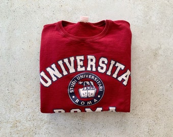 Vintage Sweatshirt | UNIVERSITA ROMA Pullover Top Shirt Sweater College University Italy Red 80’s 90’s | Size S/M