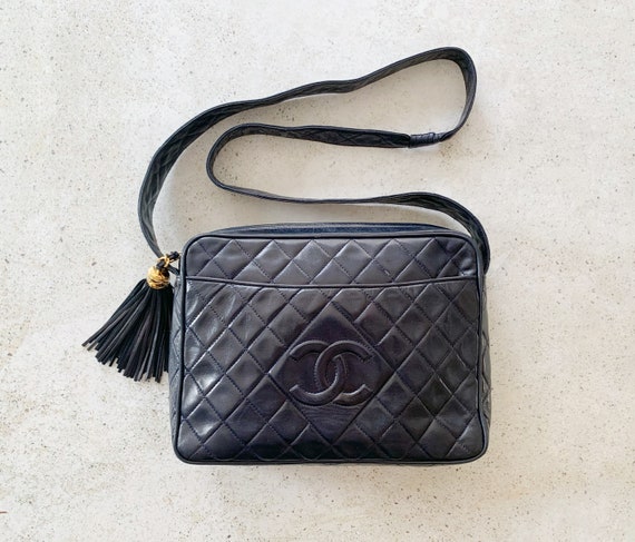 Vintage Bag CHANEL CC Logo Quilted Camera Shoulder Bag Purse 