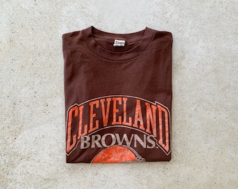 Vintage T-Shirt | CLEVELAND BROWNS Football Sports Pullover Top Shirt Graphic Tee 80’s 90’s Brown Orange | Size L