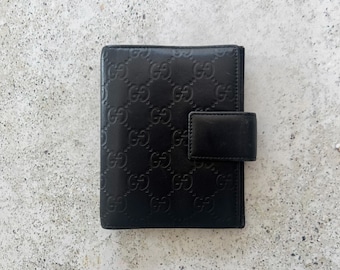 Vintage Agenda | GUCCI GG Logo Monogram Embossed Leather Agenda Planner Organizer Black