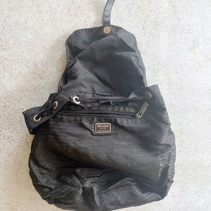 Vintage Bag PRADA Tessuto Backpack Full Size Shoulder Bag Purse 90s Black image 10