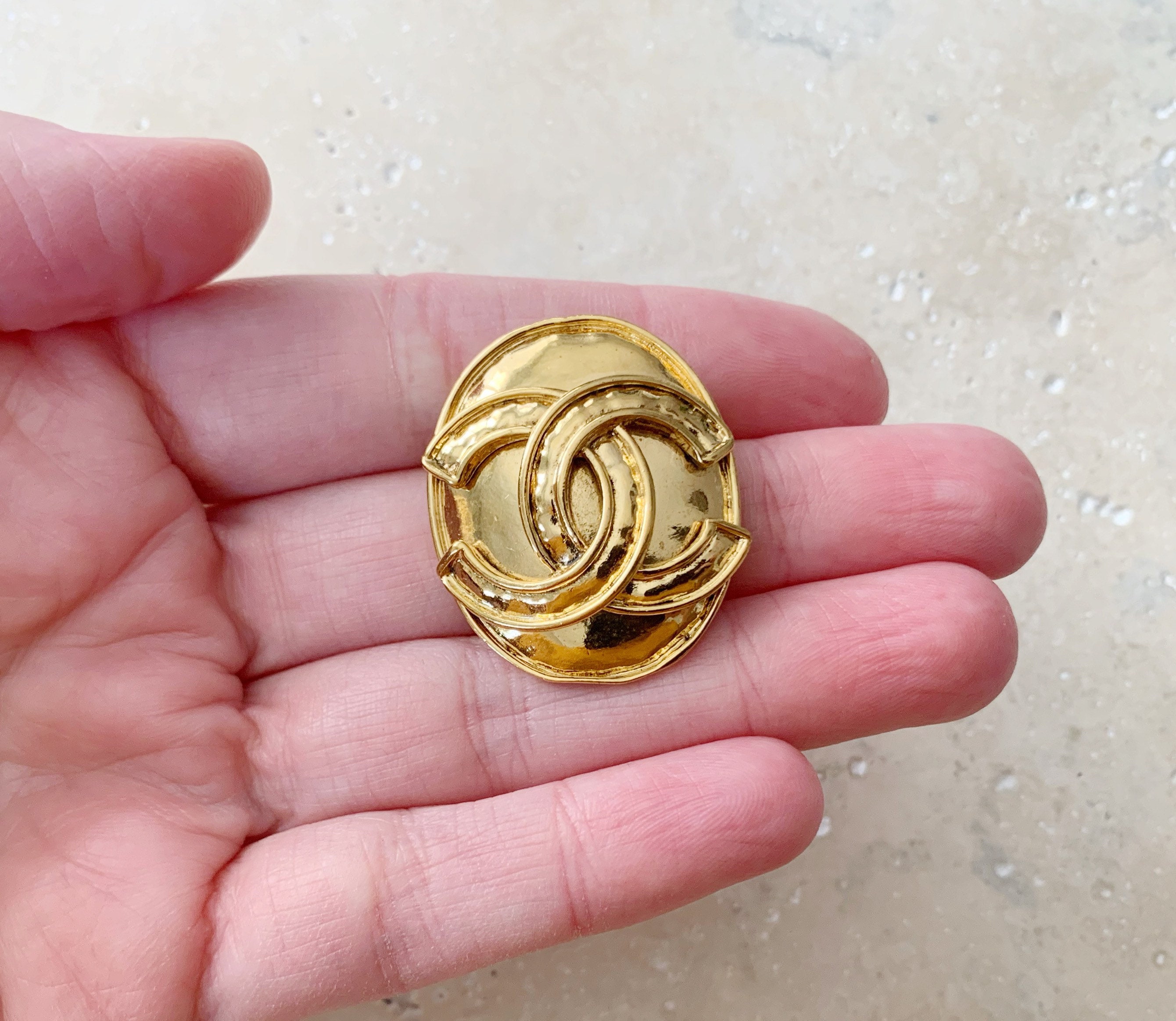 Vintage Brooch CHANEL CC Logo Monogram Classic Brooch Pin 