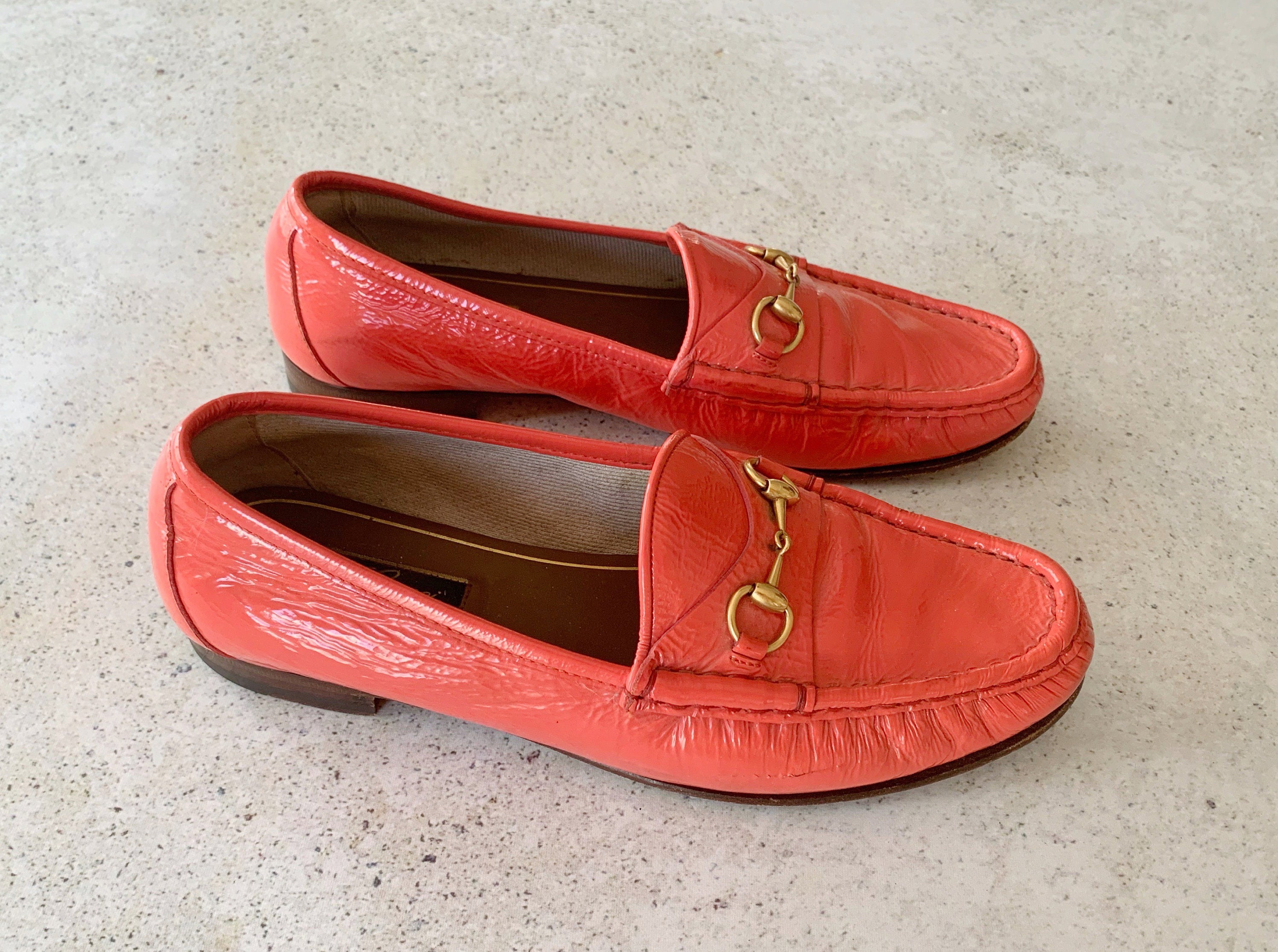 orange gucci loafers