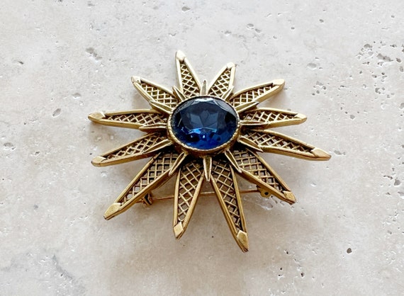 Vintage Brooch | SUNBURST Flower Brooch Pin Jewel… - image 3