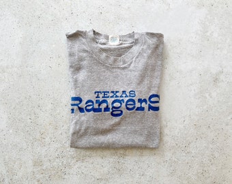 Vintage T-Shirt | TEXAS RANGERS Sports Baseball Graphic Tee Pullover Top Shirt 70’s 80’s Gray | Size M