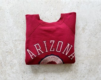 Vintage Sweatshirt | ARIZONA University Raglan Pullover Top Shirt Sweater Distressed College 80’s 90’s Red | Size M