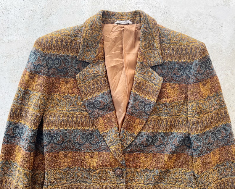 Vintage Jacket MISSONI Donna Blazer Coat Jacket Boho Bohemian Buttoned Knit Tweed 80s 90s Size S/M image 5