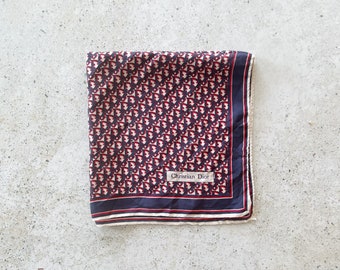 Vintage Scarf | DIOR CD Logo Monogram Trotter Silk Scarf Bandana Red White Blue 90’s