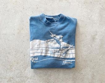 Vintage T-Shirt | KONA HAWAII Pullover Top Shirt Graphic Tee Beach Ocean Surf 80s | Size S/M