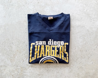 Vintage T-Shirt | SAN DIEGO Chargers California Graphic Tee Top Shirt Pullover Football Shirt Blue Yellow 80's | Size M/L