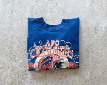 Vintage Sweatshirt | BUFFALO BILLS 80’s Raglan Pullover Top Shirt Sweater Blue Red | Size M