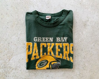 Vintage T-Shirt | GREEN BAY PACKERS Football Sports Raglan Pullover Top Shirt Graphic Tee Green | Size M