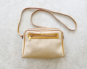 Vintage Bag | GUCCI Micro GG Logo Monogram Shoulder Bag Purse Coated Canvas Tan Beige 70's 80's