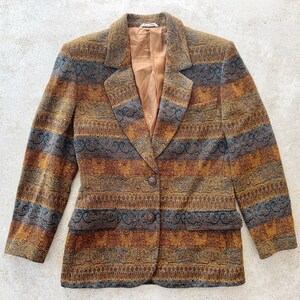 Vintage Jacket MISSONI Donna Blazer Coat Jacket Boho Bohemian Buttoned Knit Tweed 80s 90s Size S/M image 4