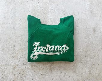 Vintage Sweatshirt | IRELAND Raglan Pullover Top Shirt Sweater 80’s Green | Size S
