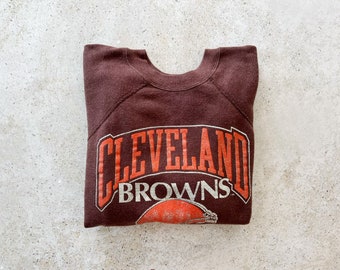 Vintage Sweatshirt | CLEVELAND BROWNS Football Sports Raglan Pullover Top Shirt Sweater Brown Orange | Size M