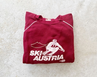Vintage Sweatshirt | SKI AUSTRIA Winter Mountain Snow Ski Raglan Pullover Top Shirt Sweater 80’s | Size M