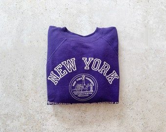 Vintage Sweatshirt | NYU New York University College Raglan Pullover Top Shirt Sweater Purple 70s 80s | Size S