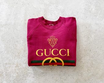 Vintage Sweatshirt | 80's Logo Monogram Streetwear Raglan Pullover Top Shirt Sweater Red Wine Burgundy | Size M