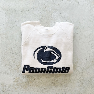 Vintage Sweatshirt | PENN STATE College University Raglan Pullover Top Shirt Sweater White 80’s | Size M