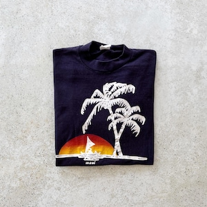 Vintage T-Shirt | MAUI Hawaii Shirt Pullover Top Graphic Tee Tourist Tropical Beach Ocean Island Coastal Navy Blue 80&#39;s | Size L