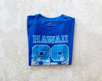 Vintage T-Shirt | HAWAII Beach Ocean Surf Coastal Nautical Tourist Graphic Tee Blue 80’s | Size M