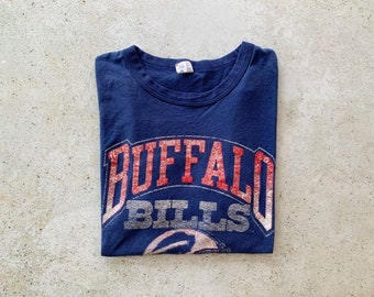 Vintage T-Shirt | BUFFALO BILLS Football Sports Raglan Pullover Top Shirt Graphic Tee Blue Red | Size M/L