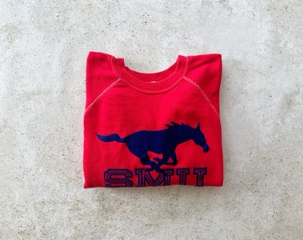 Vintage Sweatshirt | SMU MUSTANGS College University Collegiate Sweatshirt Sports Pullover Shirt Red Streetwear | Size M/L