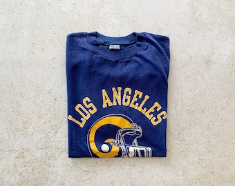 Vintage T-Shirt | LA RAMS Football Sports Los Angeles Pullover Top Shirt Graphic Tee Blue Yellow | Size M