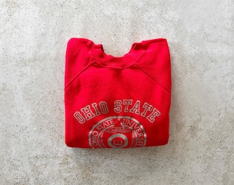 Vintage Sweatshirt | OHIO STATE University College Raglan Pullover Top Shirt Sweater Red 80’s | Size XS/S