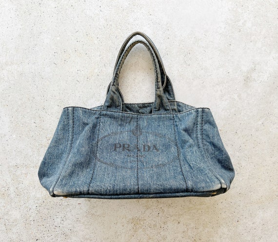 Prada - Authenticated Clutch Bag - Denim - Jeans Blue Plain for Women, Very Good Condition