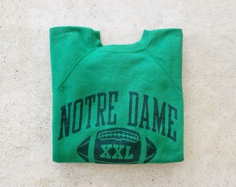 Vintage Sweatshirt | DOTRE DAME Football College University Raglan Pullover Jumper Green | Size M