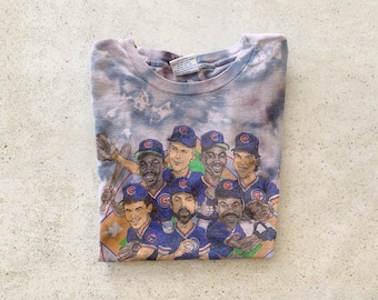 Vintage T-Shirt | CHICAGO CUBS Baseball Tie Dye Pullover Shirt Streetwear 80’s Blue | Size S